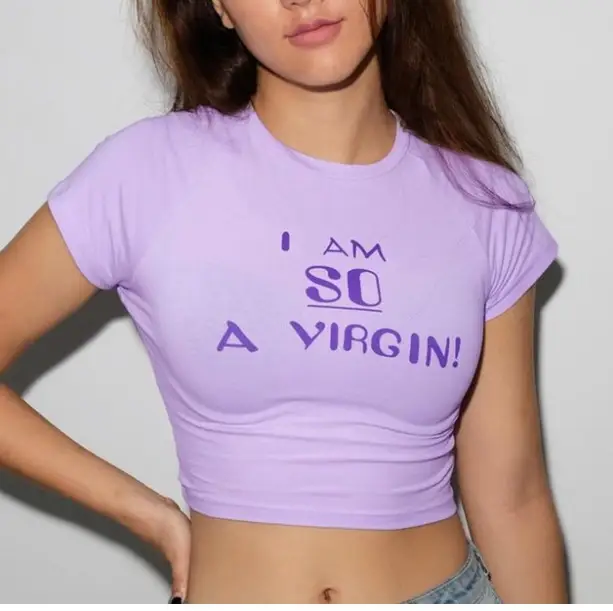 Women's Simple Printed Skinny Short T-shirt