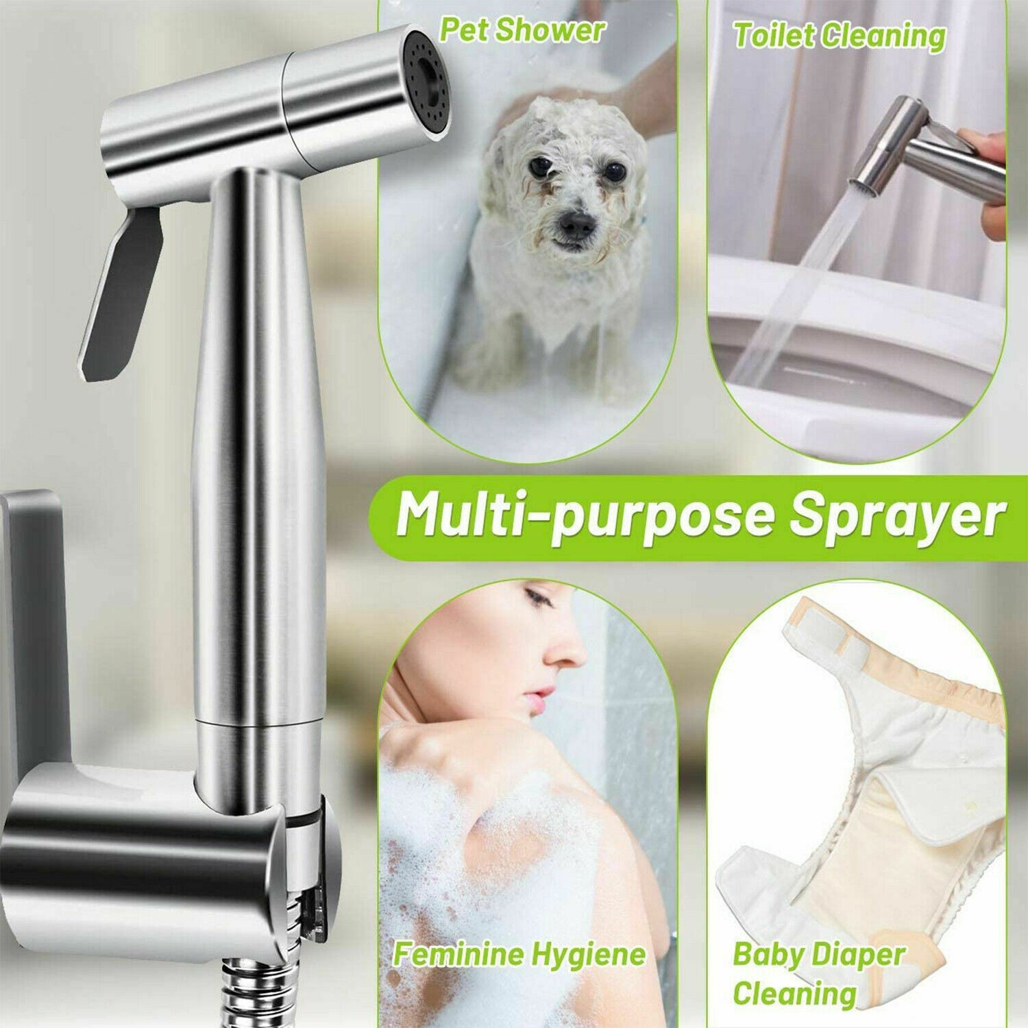 Handheld Shower Head Bidet Attachment - Bathroom Hose Kit & Shattaf Adapter — image 8