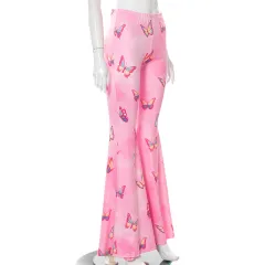 Low Waist Hip Lift Casual Fashion Women Flared Trousers - Pink - View 1