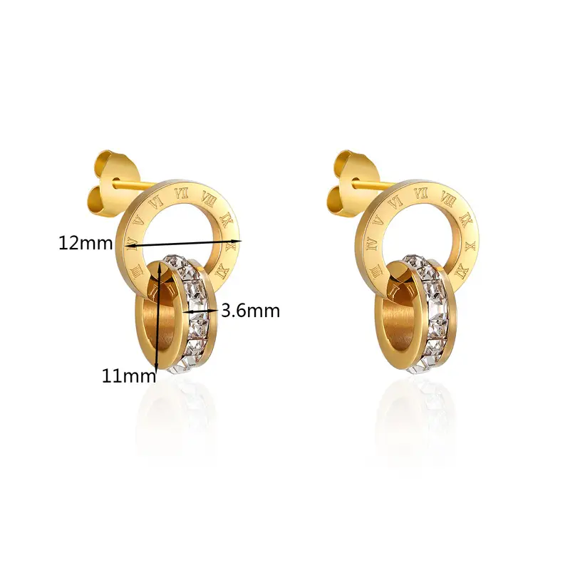 Personality Roman Numeral Double Hoop Stud Earrings