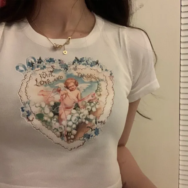 Summer Korean Short Women's Short Sleeve T Shirt Women's Slim Fit White - Shop at LoveMi