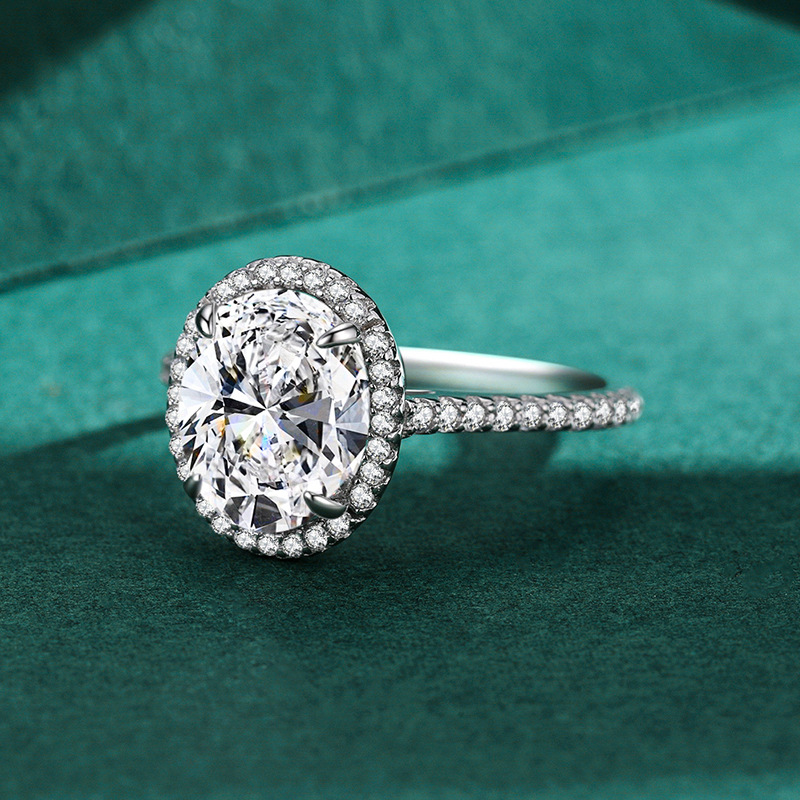 S925 Sterling Silver Pigeon Egg Diamond Ring