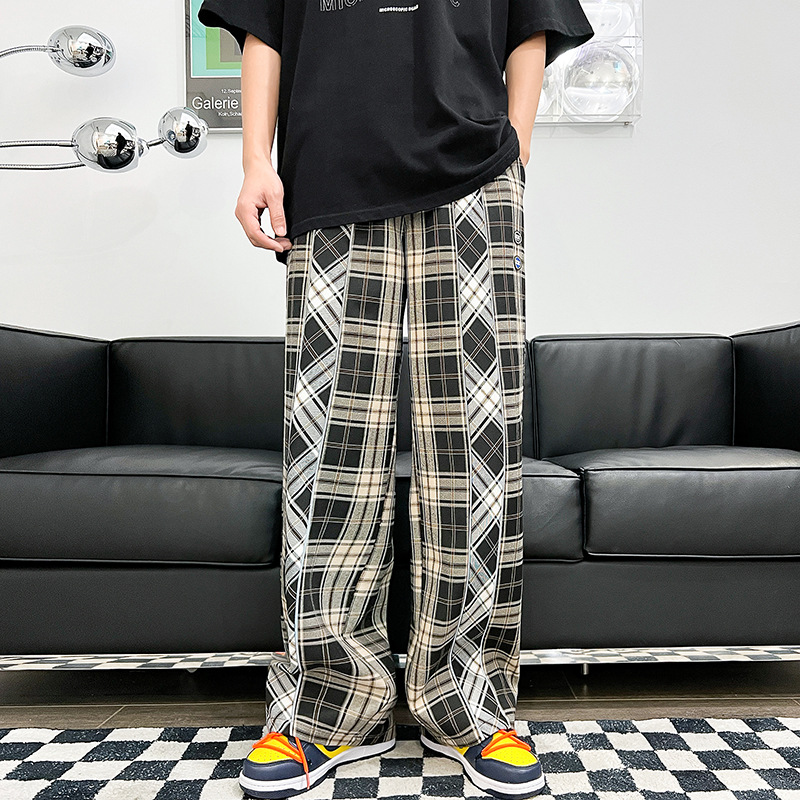 Men's Fashion Black And White Plaid Pants