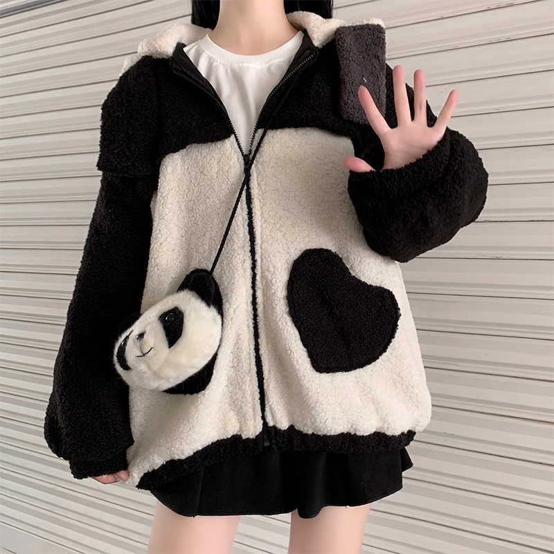 Girls' Fleece Thickened Cute Lamb Wool Coat
