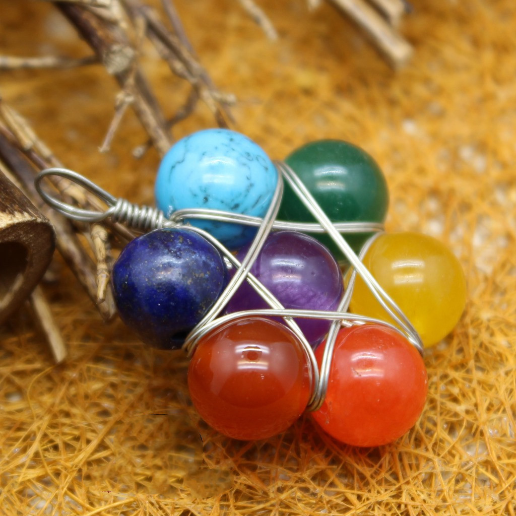 Ethnic Style Seven-color Small Flower Handmade Pendant Yellow Agate Jewelry