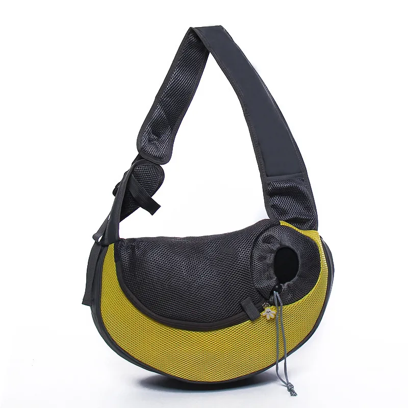 Pet Supplies Breathable Travel Portable Mesh Dog Bag Slung On The Chest - Yellow