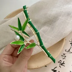 Temperament Senior Sense Of Hair Clip Back Of The Head To Grab - Green Bamboo Grip Clip - View 1