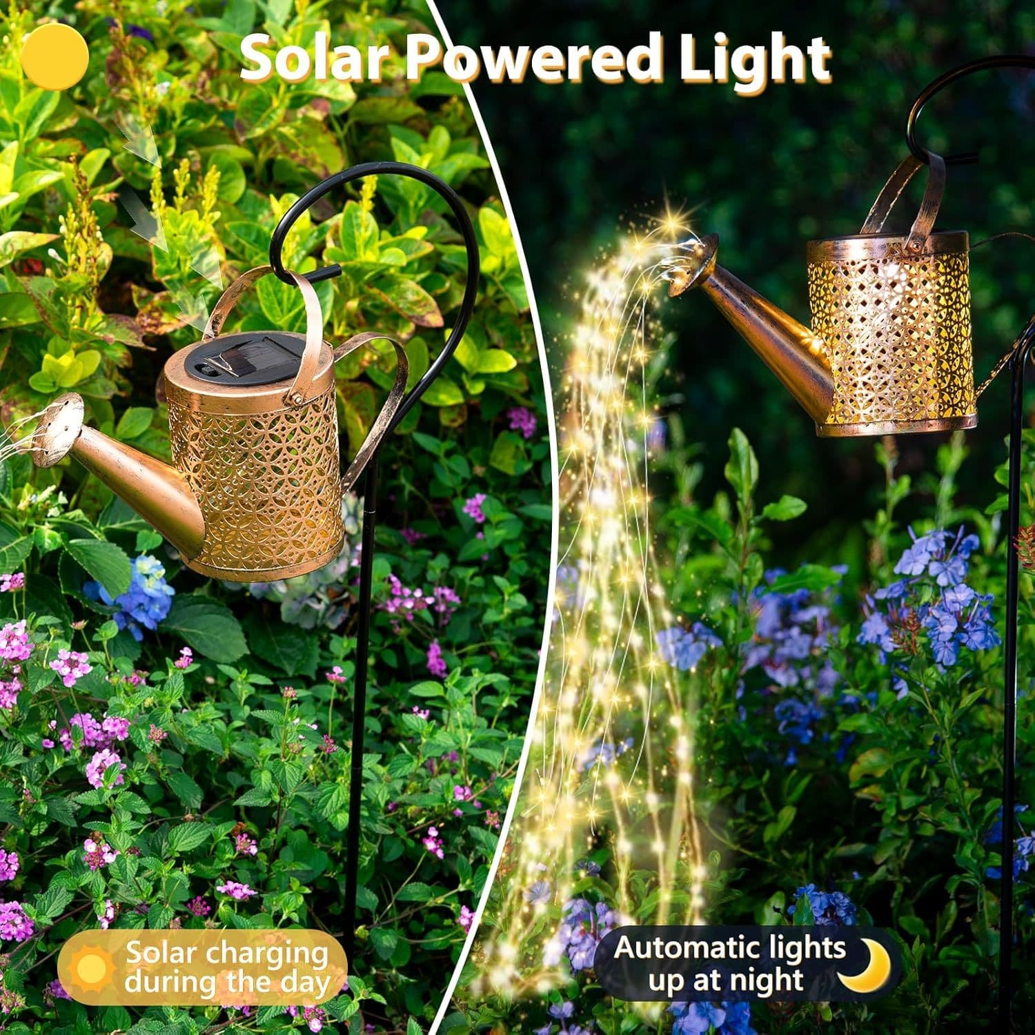 Outdoor Solar Watering Can With Lights Garden Decor Large Solar Powered Lanterns Hanging Waterproof LED Decorative Retro Metal Kettle String Lights For Table Yard Pathway Walkway Gardening Gifts — foto 5