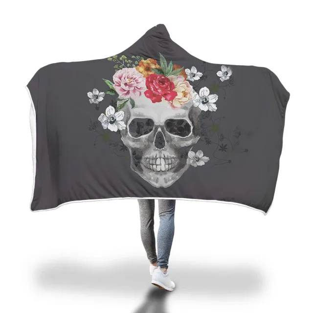 Hooded Blanket Cloak 3D Digital Printing Nap Blanket Skull Bejirog 150X130Cm - Shop at LoveMi