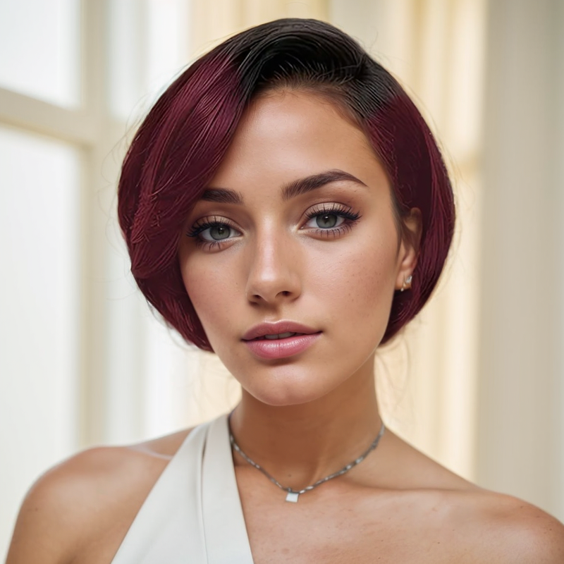 Front Transparent Lace, Styling Hair Scissors, Female Short Straight Hair Non toxic Wig Human Hair, Wavy Wig Human Hair, No Glue 1B99J - Shop at LoveMi