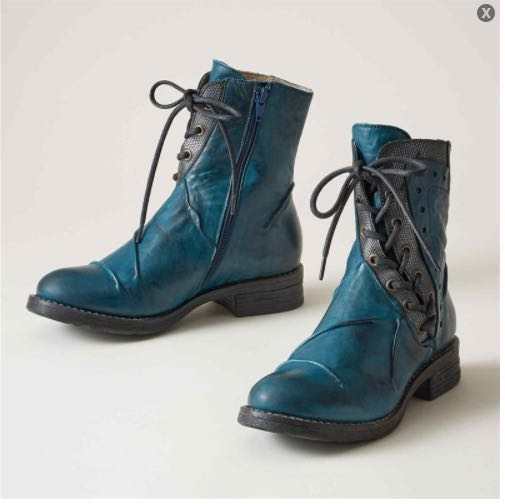 Large Size Lace-up Low-heel Martin  Women's Casual Short Boots