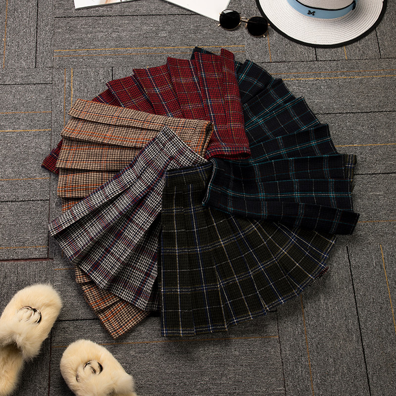 Pleated Skirt High Waist Plaid Skirt Autumn And Winter A-line Skirt