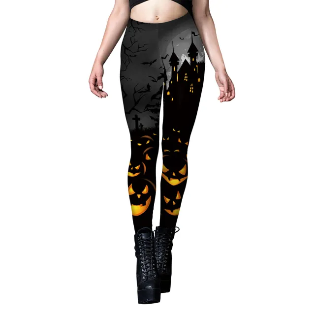 European And American Women's Halloween Dark Style Printed Leggings B2301083 S - Shop at LoveMi