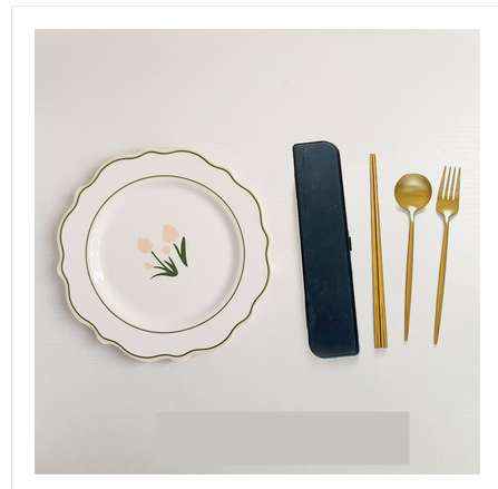 طبق سيراميك بتصميم زهرة التوليب اليابانية، صغير وجميل للاستخدام اليومي