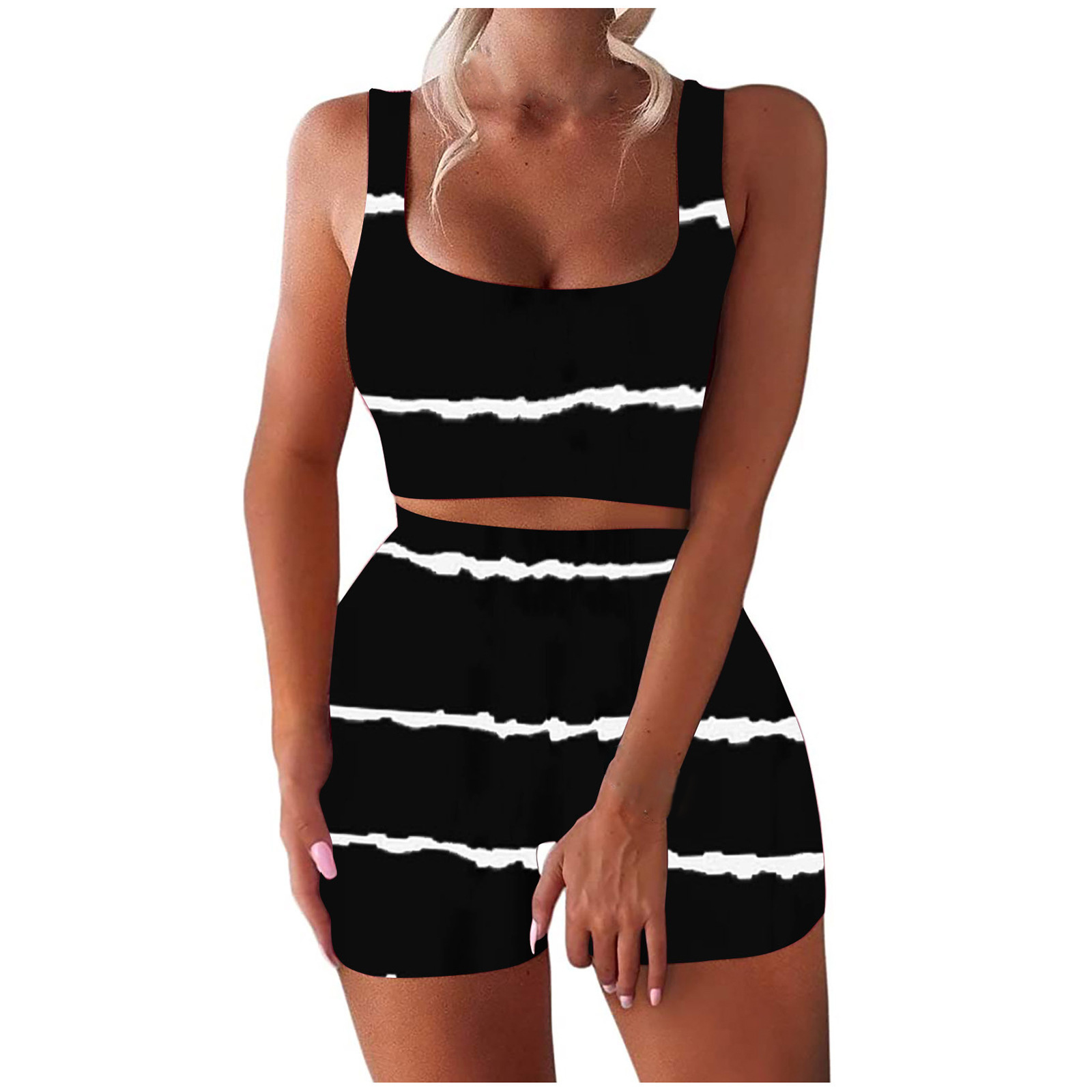 Women's Fashion Print Pit Strip Sleeveless Suit