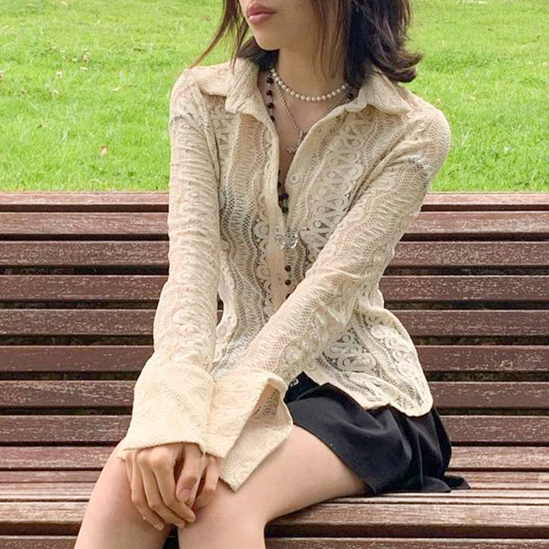 Lace Perspective Design Sense Bottoming Shirt Women's
