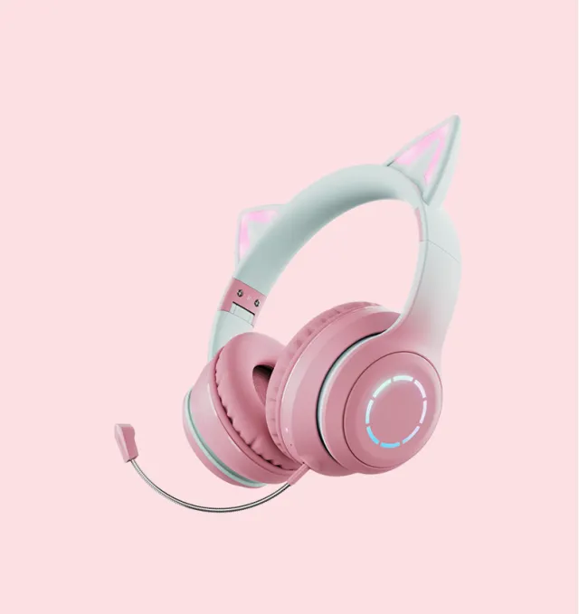 New Cat Ear Luminous Electric Competition Wireless Headphone Pink - Shop at LoveMi