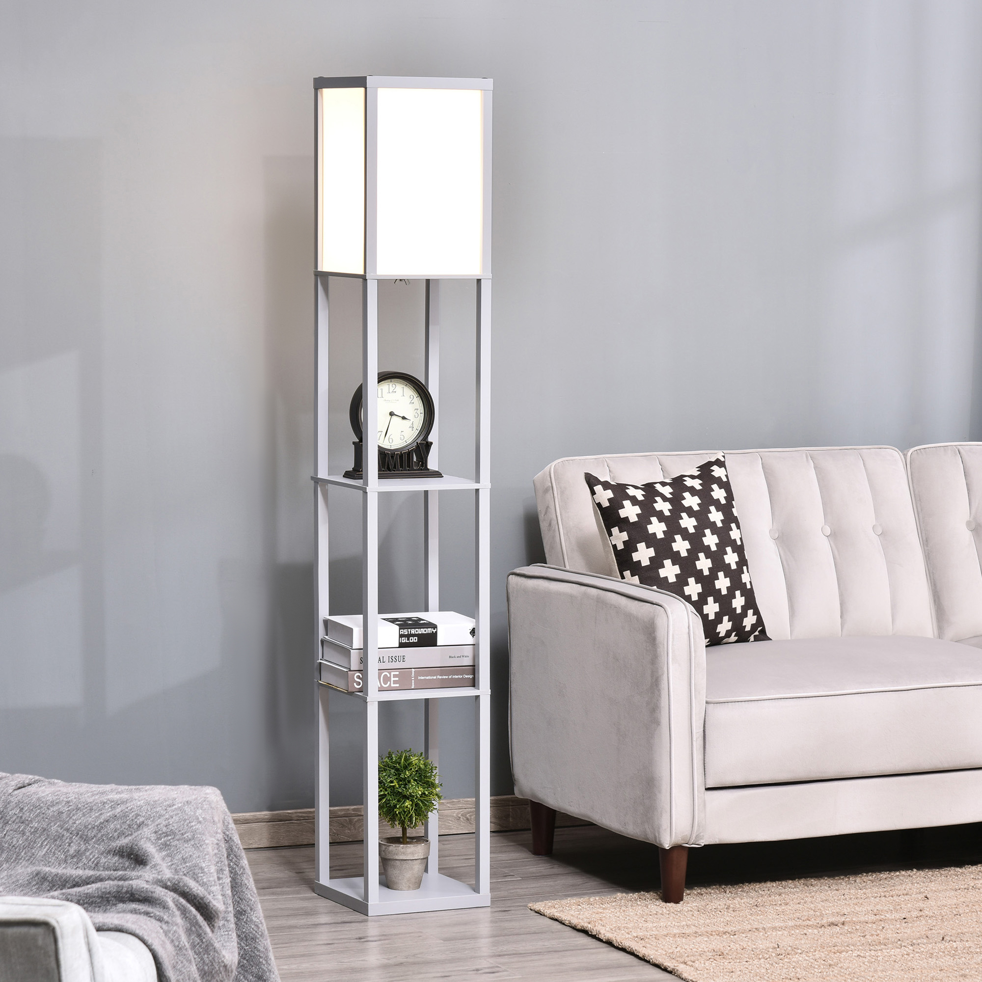 Three-layer Floor Lamp With Storage Rack And Acrylic Lampshade, Suitable — image 2