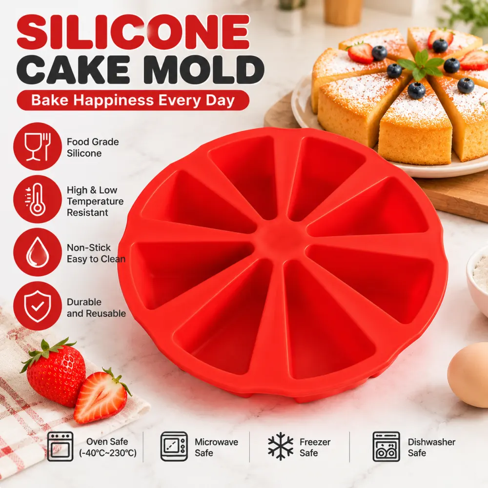 8 Cavity Silicone Cake Mold Food Grade Non Stick