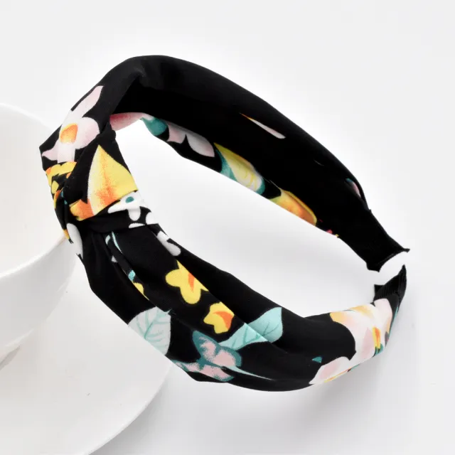 Mori Knotted Retro Flowers Hairband Girls Black - Shop at LoveMi