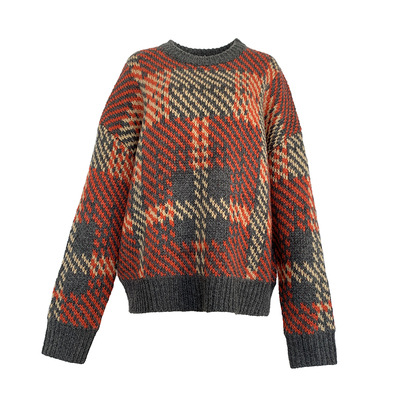 Loose Plaid Pullover Long-sleeved Sweater