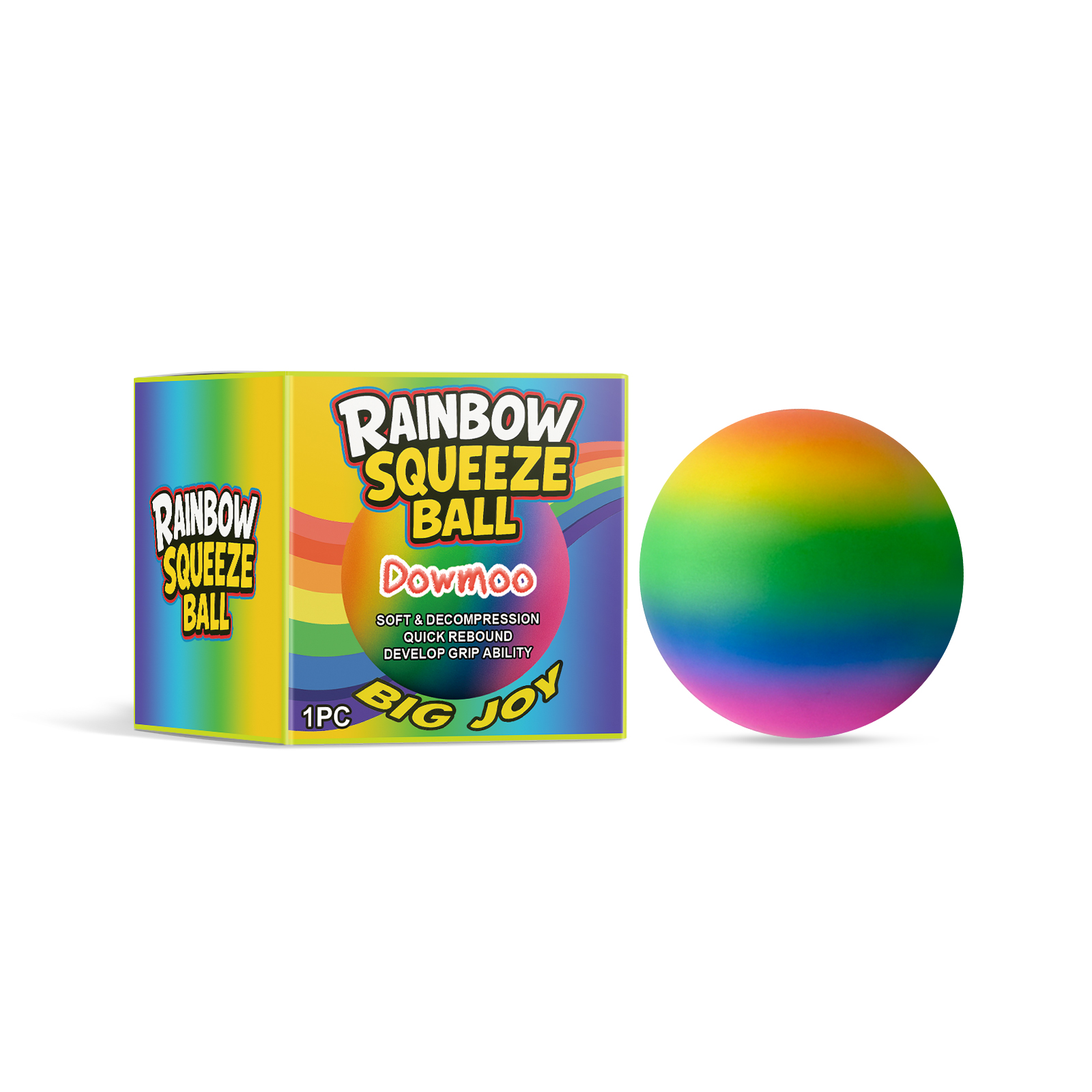 Rainbow Squeeze Stress Ball, Soft TPR Slow Rebound Fidget Toy For Anxiety Relief, Color Changing Ball For Kids Adults Stress Relief & Hand Grip Traini