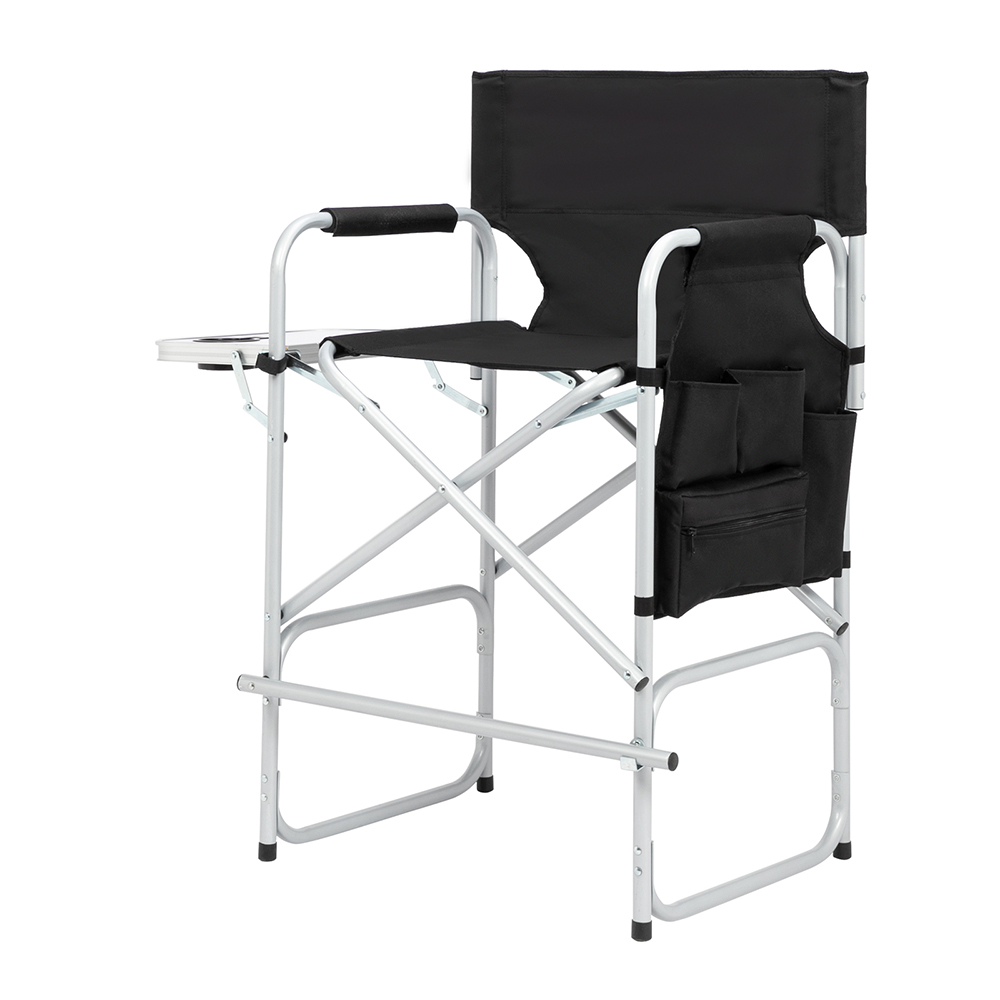 Silver White Iron Pipe Black Cloth Surface Plastic Sprayed Iron Round Pipe Director’s Chair 103x60x499cm 120kg Without Carrying Bag