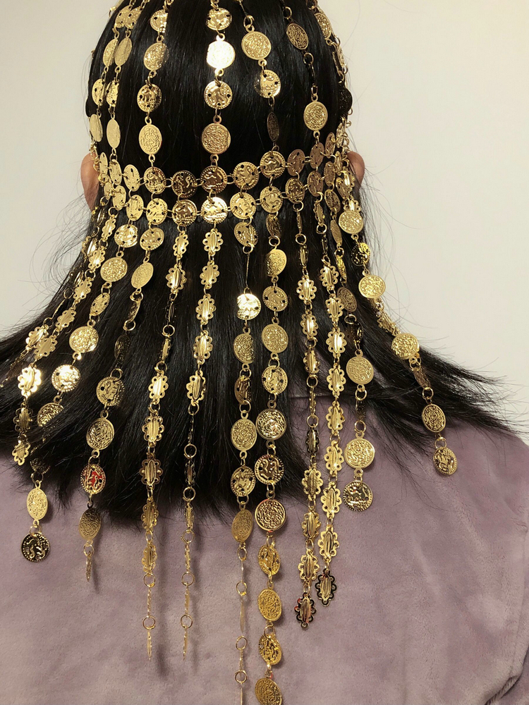 Long Section Belly Dance Metal Headdress Stage Hat