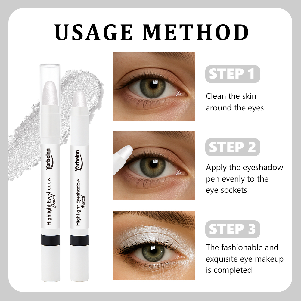 Shimmer Brightening Eye Highlighter Stick, Long Lasting Glitter Eyelid Lying Silkworm Makeup Pen, 2g