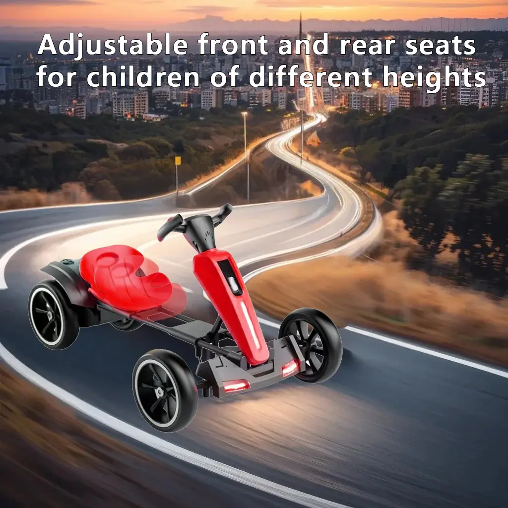 12V Electric Kids Pedal Go Kart, Folder Go Kart, Outdoor Ride On Toy With Adjustable Seat, 4 Non-Slip EVA Wheels For Boys And Girls Aged 3-6 Years Old, Red