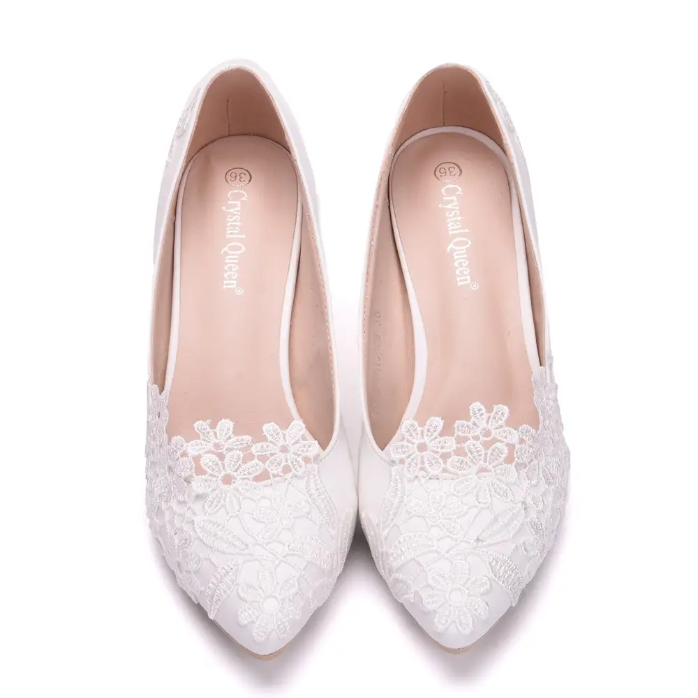 Women's Fashion Simple Lace Flower Wedding Shoes