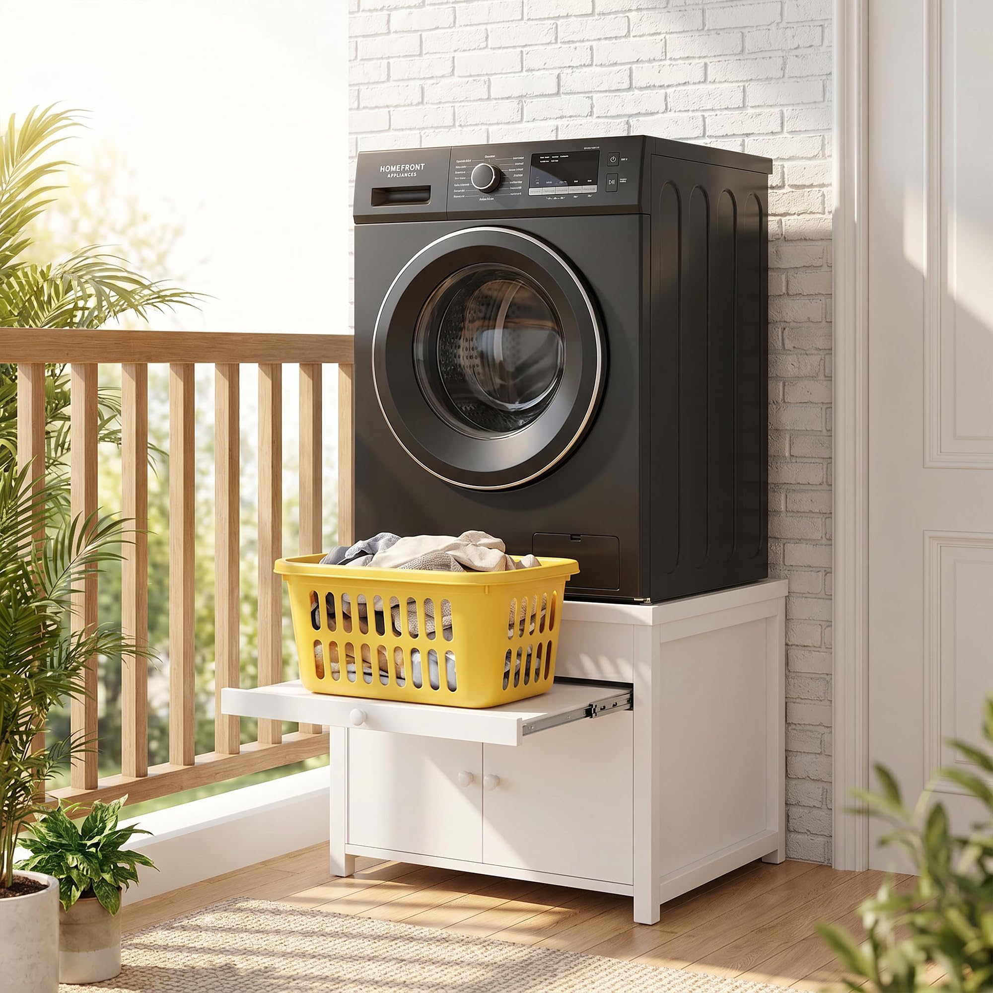Washer And Dryer Pedestals Stand With Pull-out Shelf, 29icnh W Universal Fit Metal Laundry Pedestal With Drainage And Enclosed Storage, Heavy Duty, Anti-Vibration, 770 LBS Capacity, 23inch H, White — foto 5