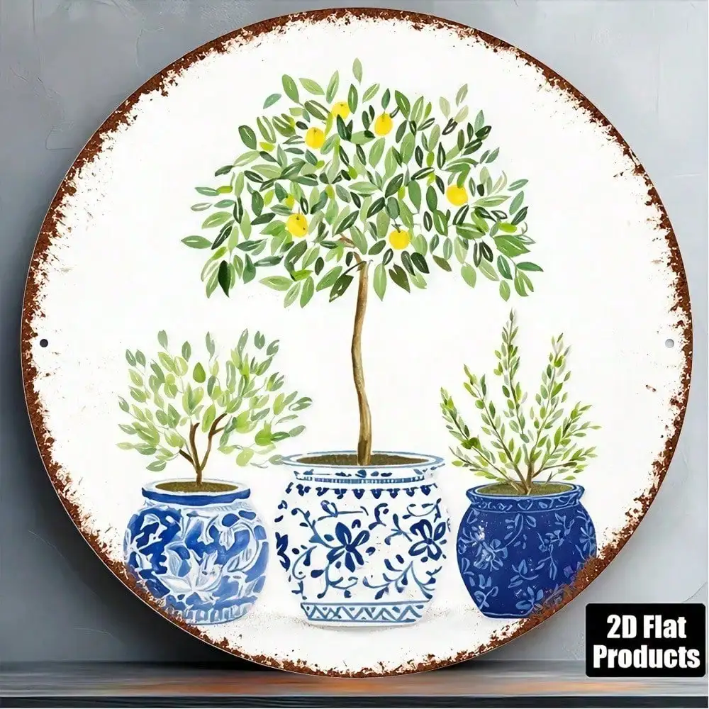 Vintage Lemon Tree Wall Art 8x8in Mediterranean