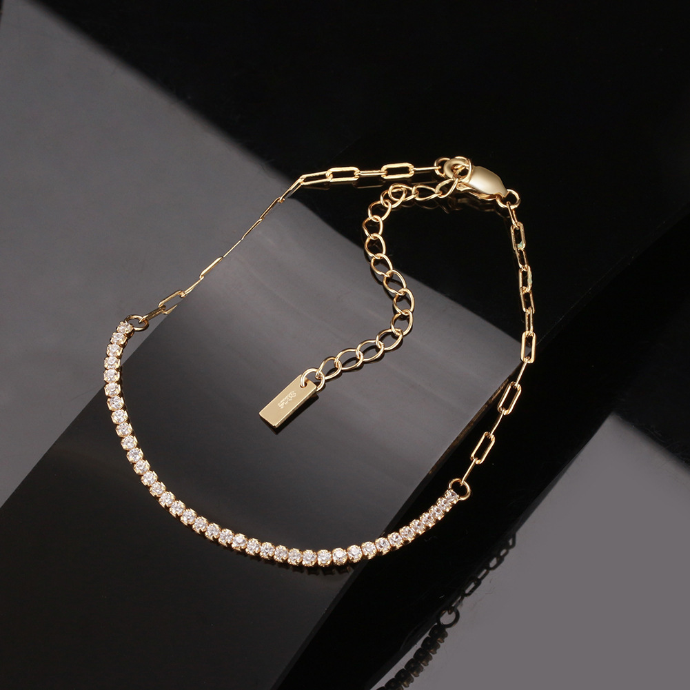 Jewelry Sterling Silver Bracelet Temperament 4A Zircon Inlay