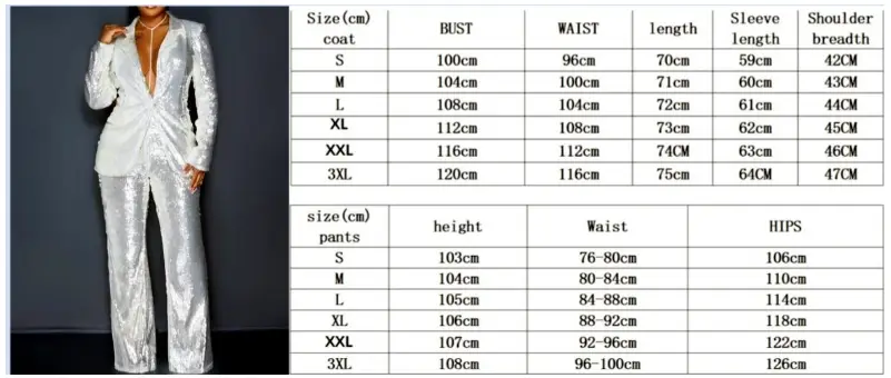 Slim-fit Sequined Suit Top And Trousers Women's Suit