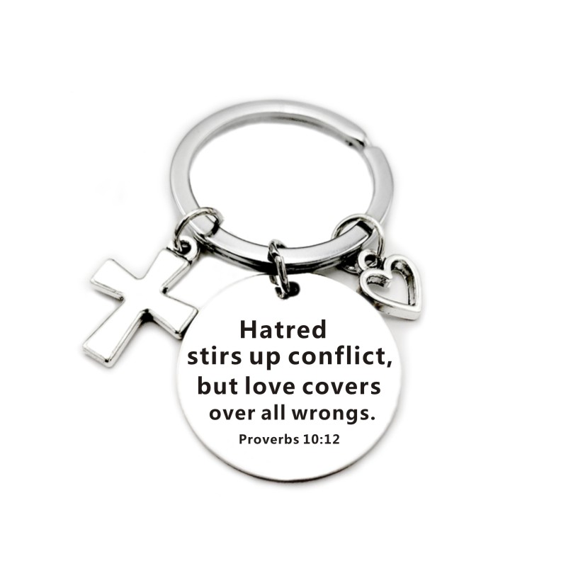 … Scripture Pendant Cross Heart Charms Keychain
