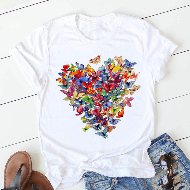 Title 2, Fashion Flower Love Print Short Sleeve