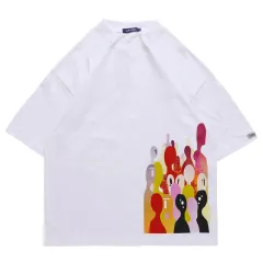 Creative Graphic Printing Loose Casual Street Unisex T-Shirt Women - White - View 1