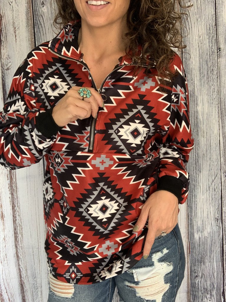 The New Geometric Print Half-front Pullover Shirt