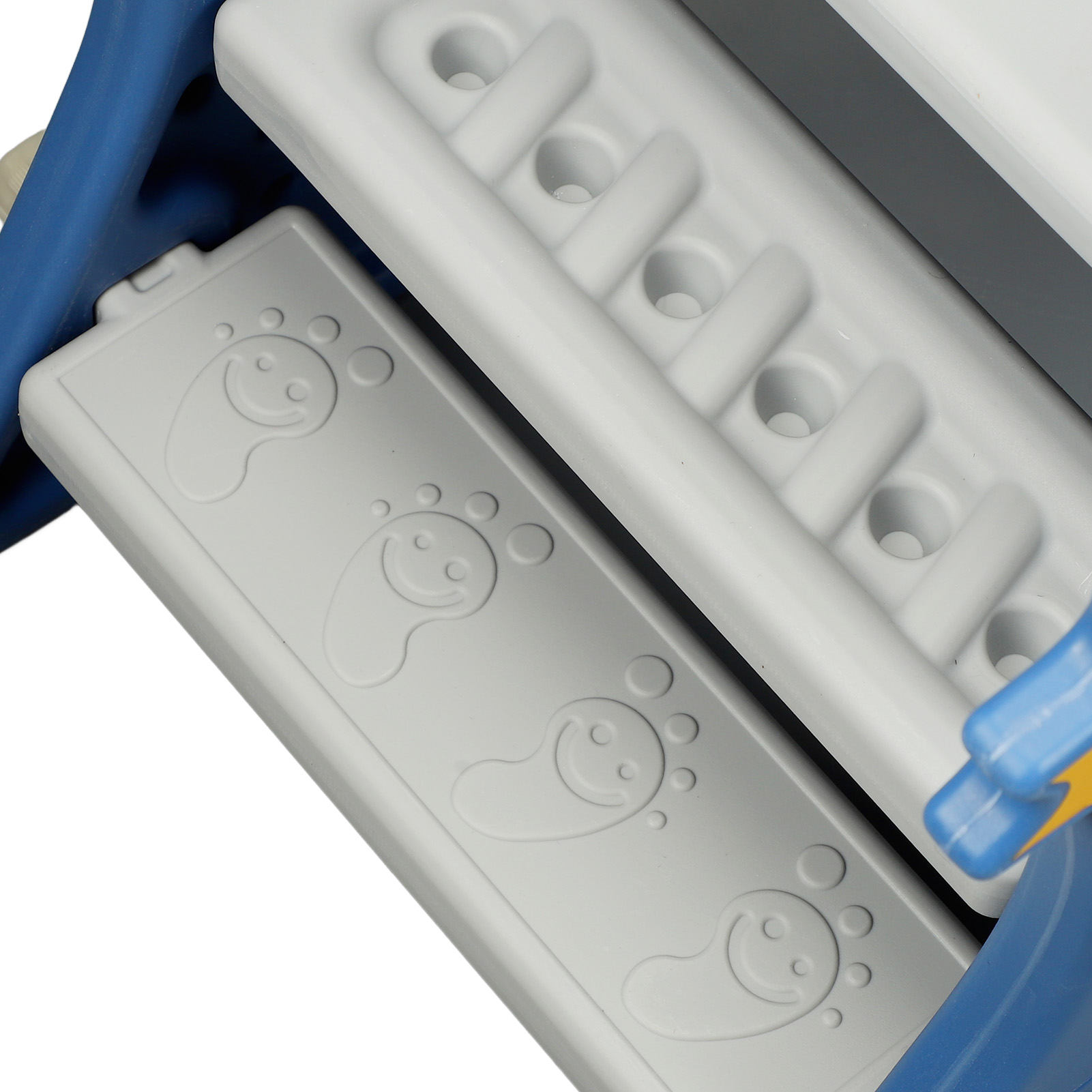 Toddler Indoor Slide For 0 To 3 Years Old Easy Assembly Dinosaur Shape Foldable Slide With Basketball Hoop Stairs Blue