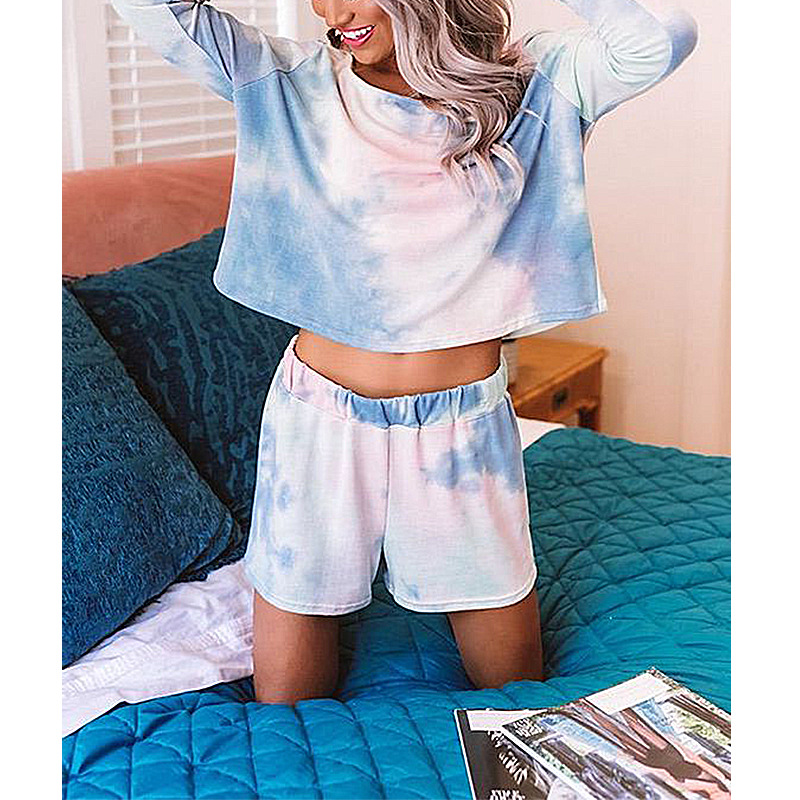 Tie-Dye Printed Long-Sleeved Casual Home Set