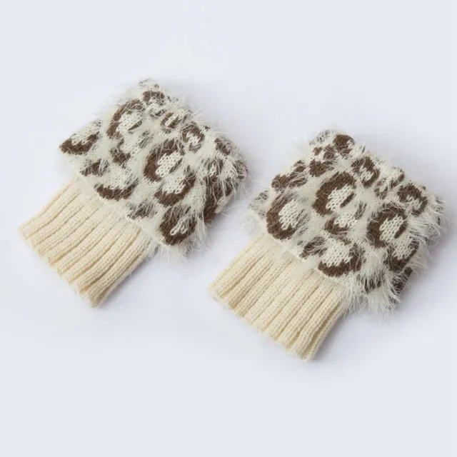 Wool Leg Guard Short Flap Leopard Feather Yarn Sock White - Shop at LoveMi