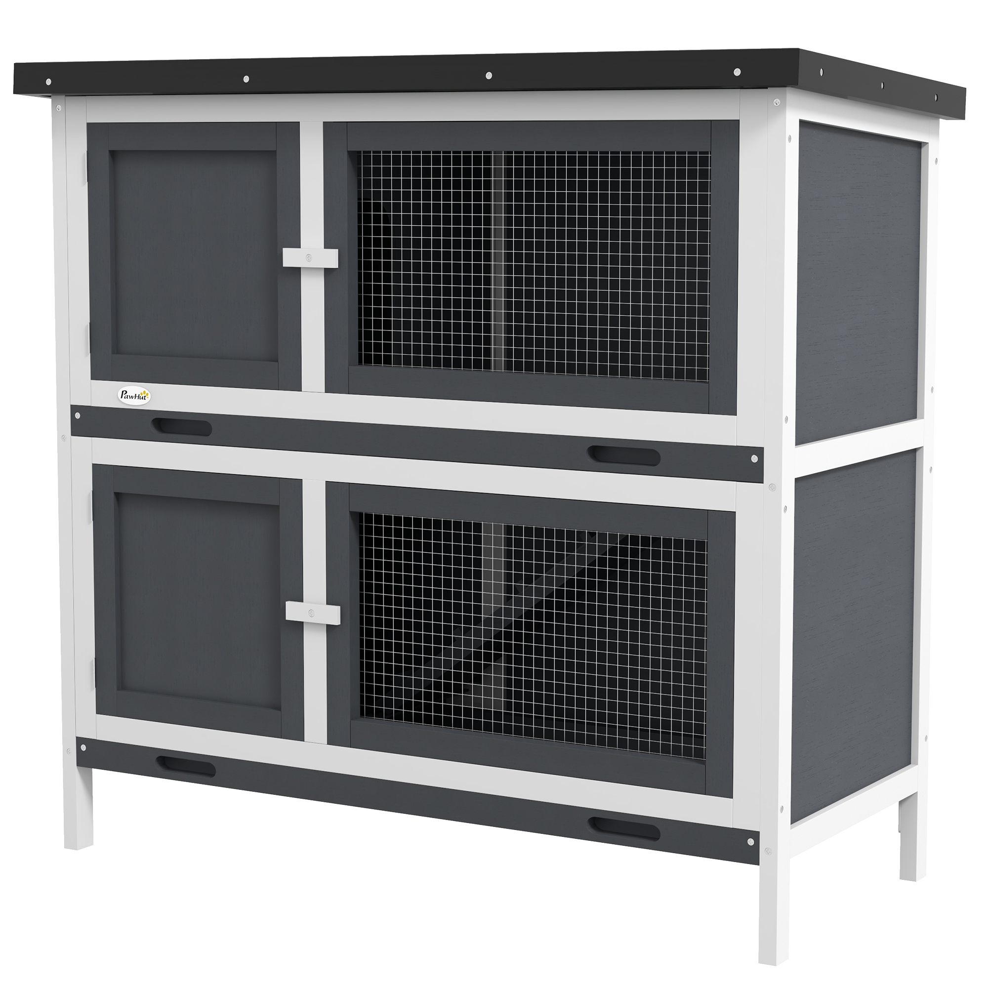 Double Layered Rabbit Cage-guinea Pig Cage-pet Cage-outdoor Cage With Sliding Out Tray, Size- 97 X 44 X 91 Cm, Gray detail photo 7