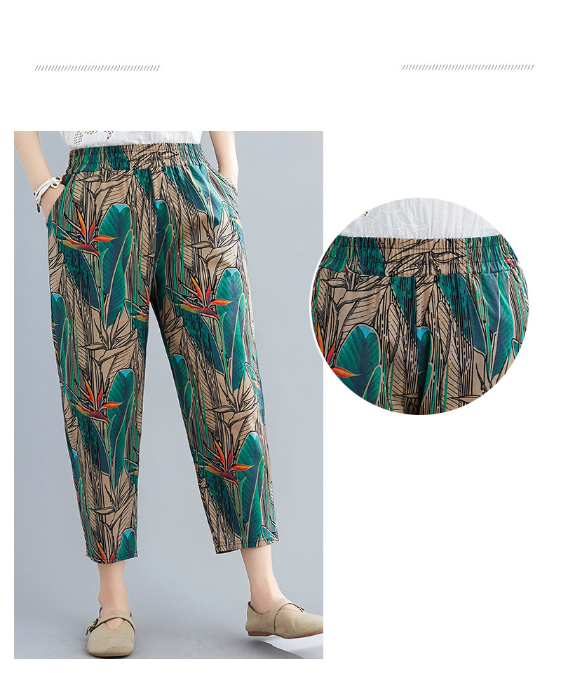 Title 9, Printed Cotton Linen Pants Women