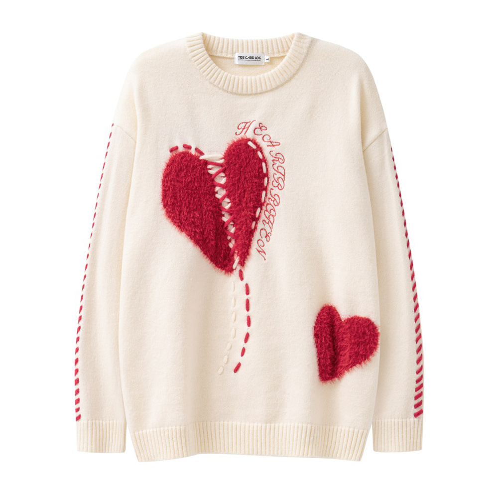 Title 6, Flocking Plush Love Round Neck Sweater