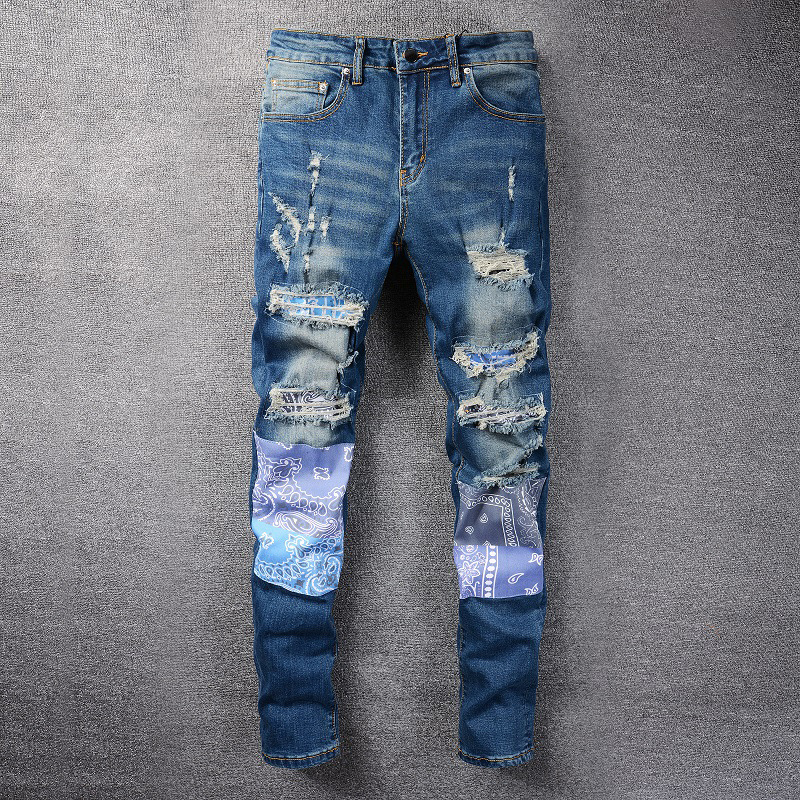 Title 6, Jeans met gescheurde patch voor heren, trendy s...