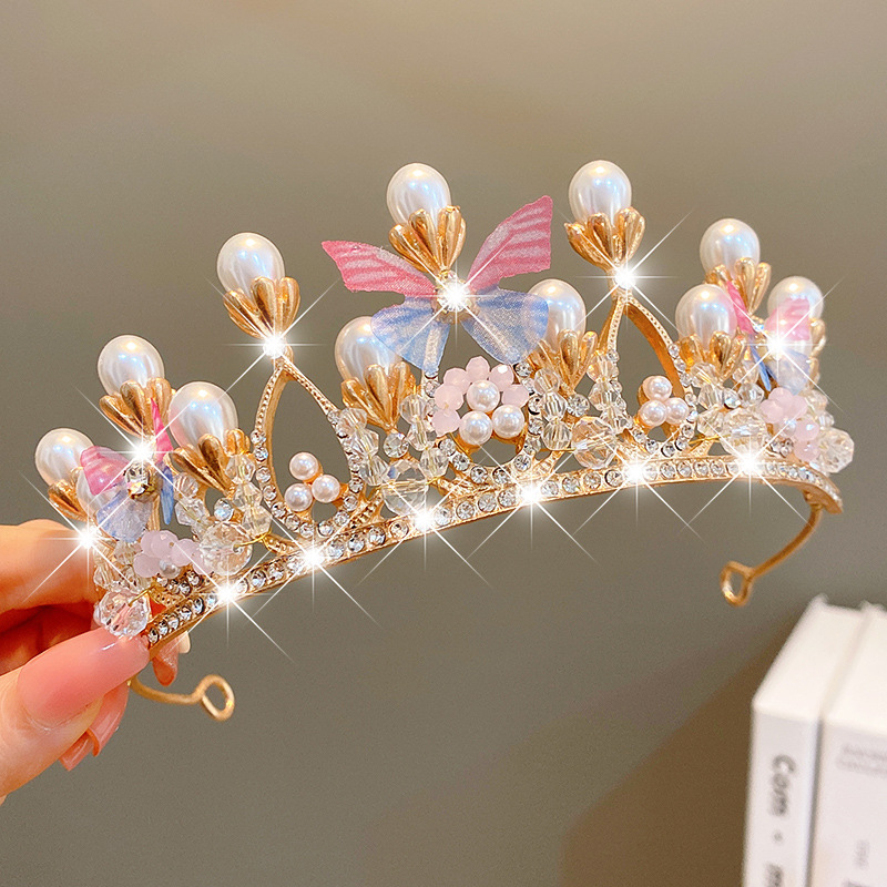 Sweet Fashion Jewelry Hair Accessories Multicolor Pearl Crown Banquet Birthday Fashion Princess Headband Girl Kawaii Crown Crown Headband Headgear Headgear Crystal  Wedding Party Hair Accessories — foto 4