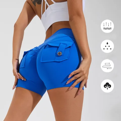 High Waist Hip Lifting Shorts with Pockets Quick Dry