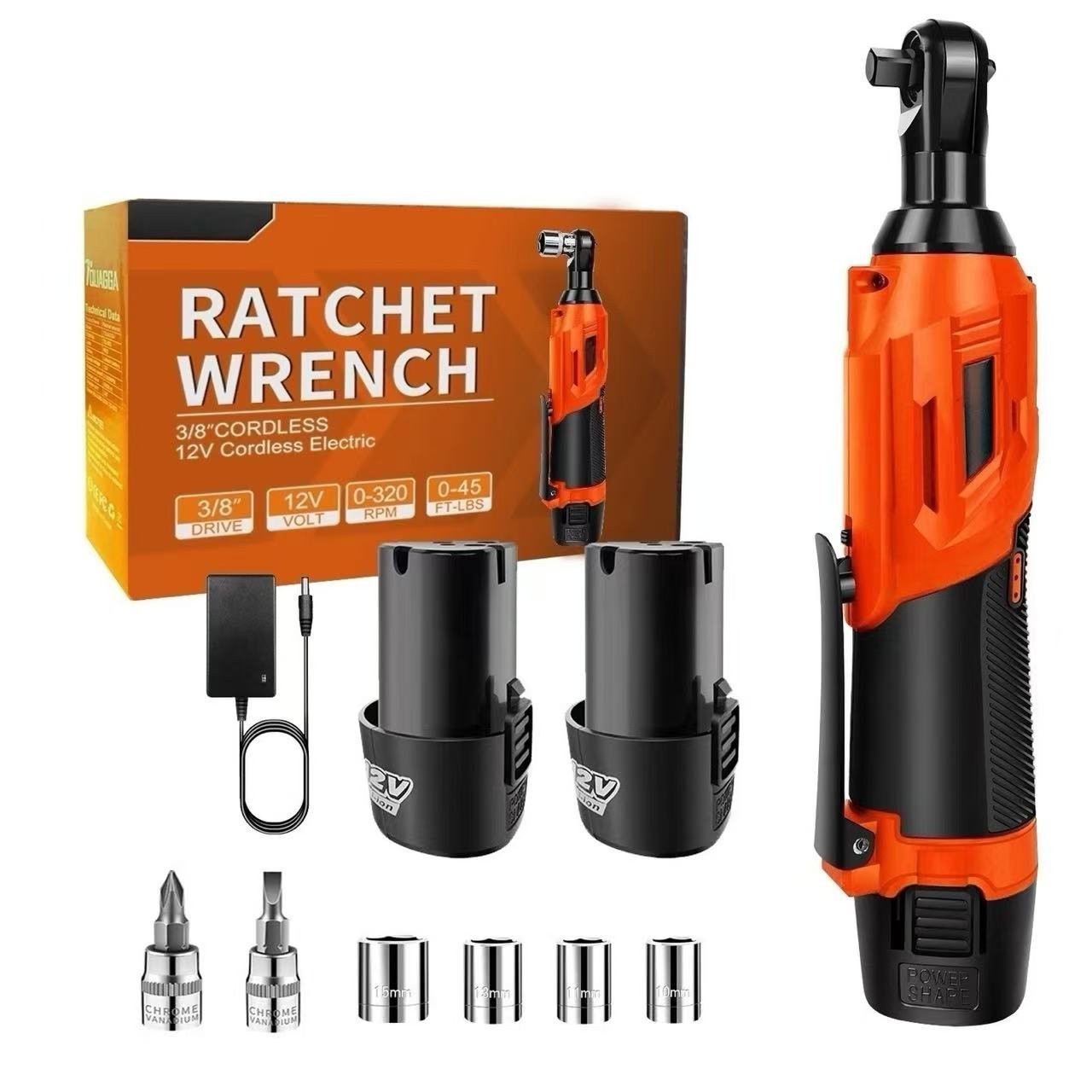 Cordless Electric Ratchet Wrench, 90 Degree Angle 200NM, 12V, 2 Batteries — image 4