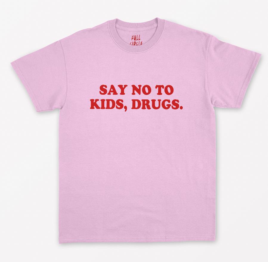 Say No To Children Drugs Red Letters Women's T-shirt Cotton Linen And Linen